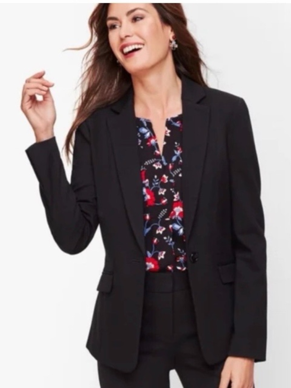 Talbots Italian Luxe Knit One Button Black Blazer